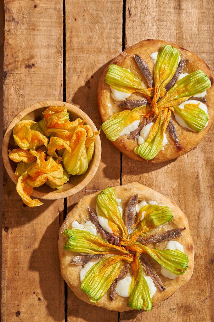 pizza fiori di zucca e alici