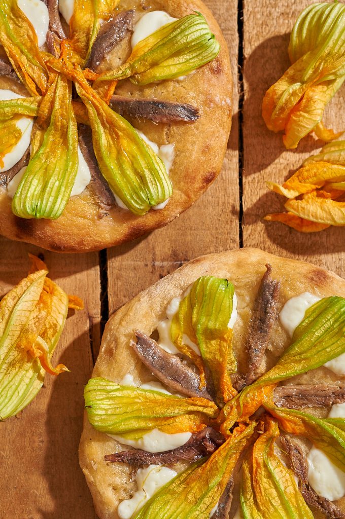 pizza fiori di zucca e alici